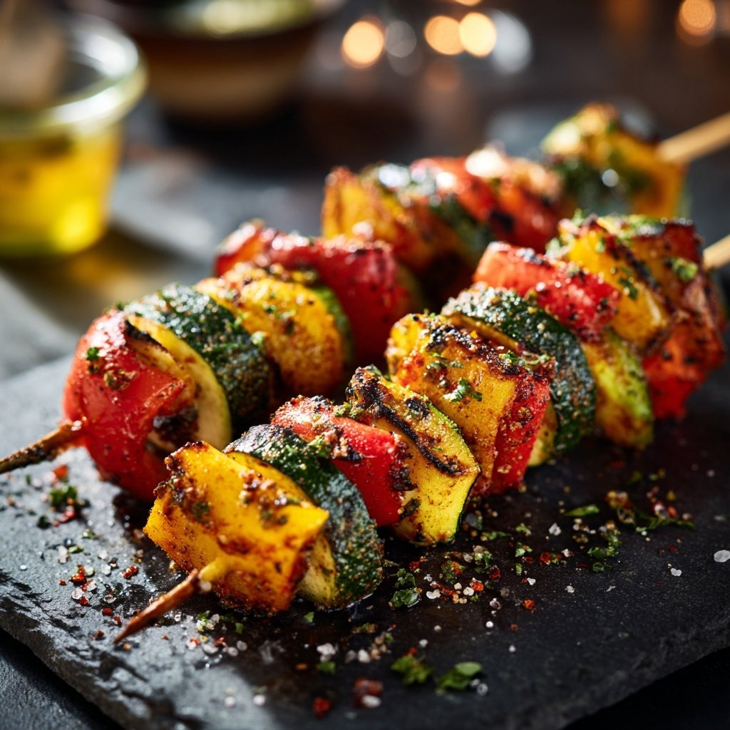 Grillgemüse Spieße Mit Paprika Und Zucchini