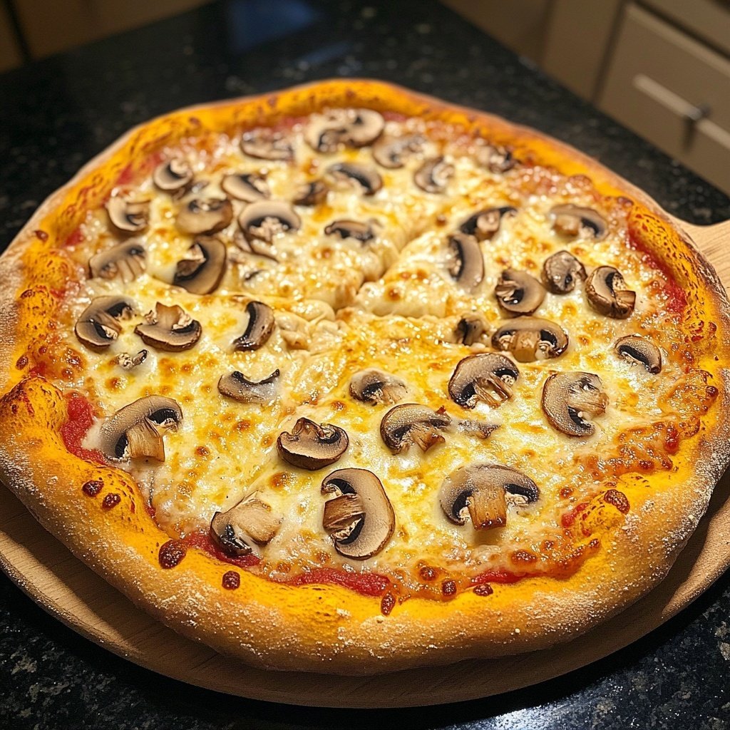 Pizza mit Pilzen und Mozzarella